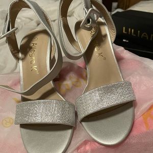 Shimmer open toe heels